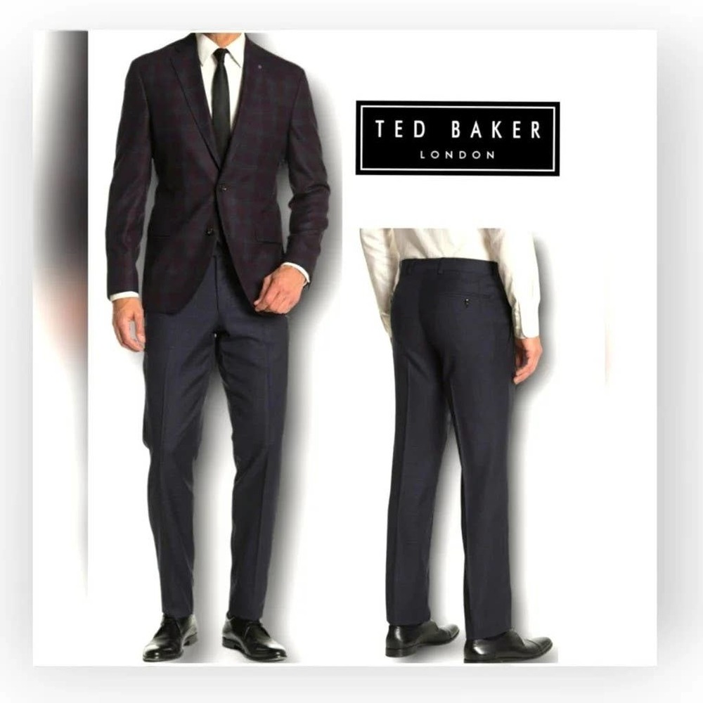 Ted Baker Navy Blue 100% Wool Jefferson Pant Only -32R